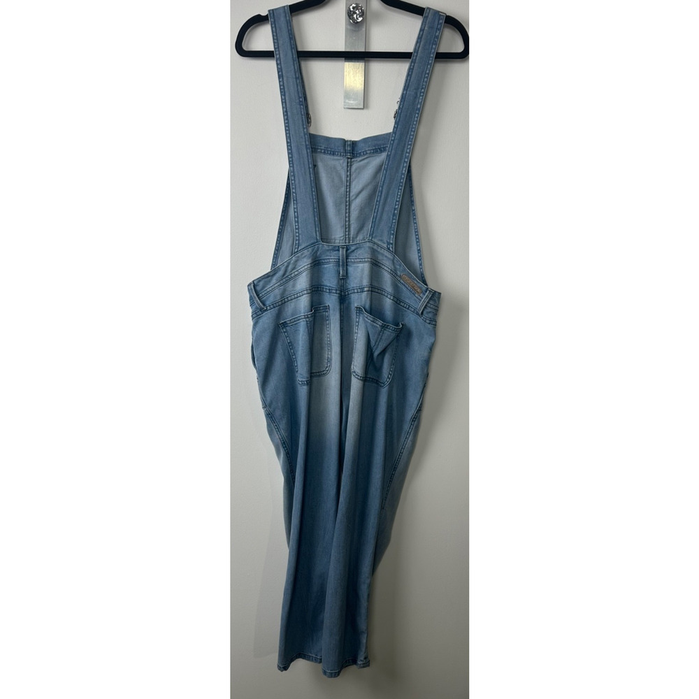 Level 99 Denim Bib Overalls Womens Size M Light Wash Button Sides Stretch E10 - Picture 3 of 7